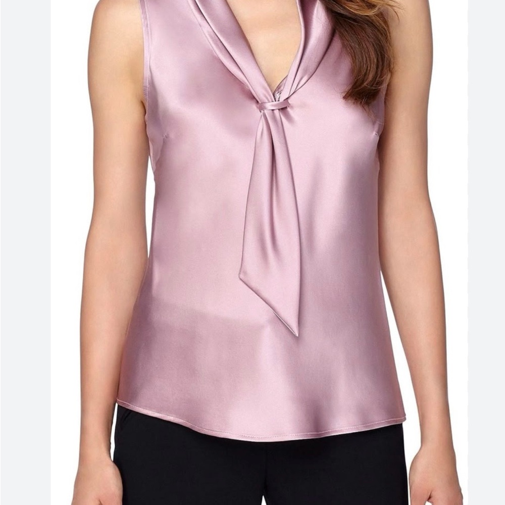 Chic Mauve Satin Sleeveless Blouse